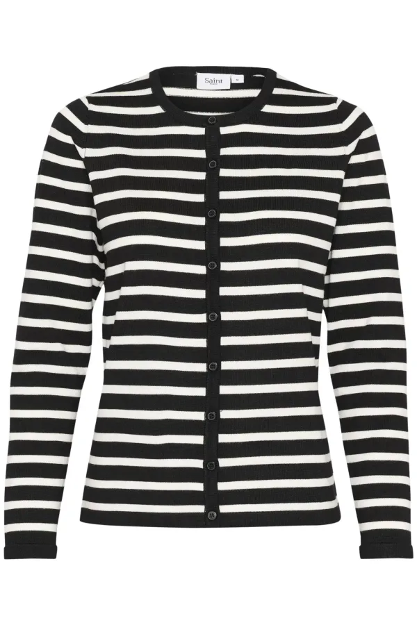 Mila Randig Cardigan – Svart