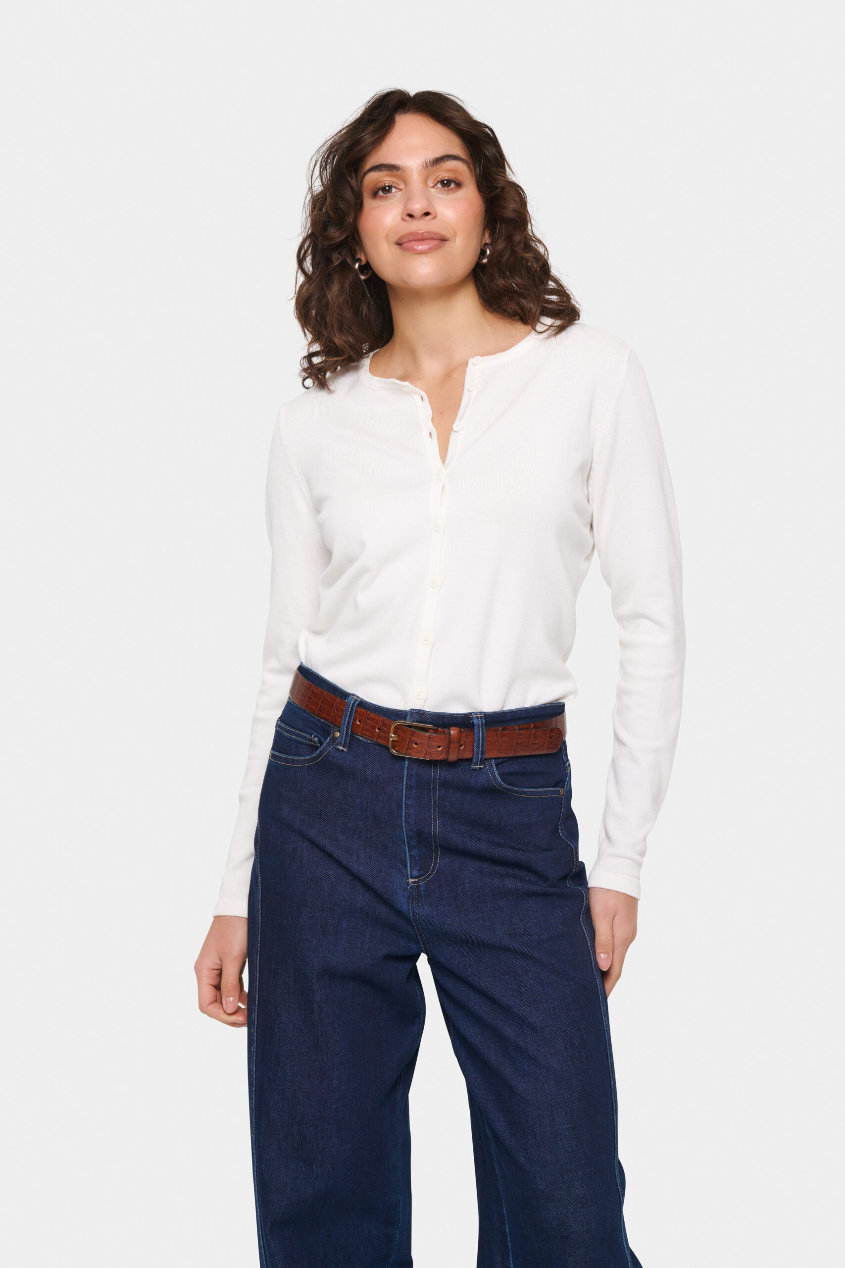 Mila R-neck Cardigan - Ice