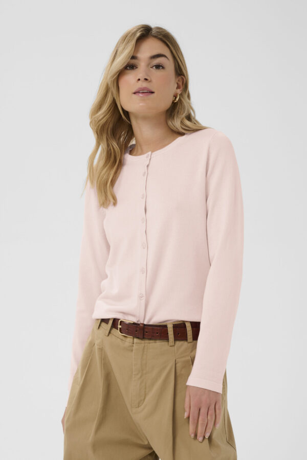 Mila R-Neck Cardigan – Chalk Pink