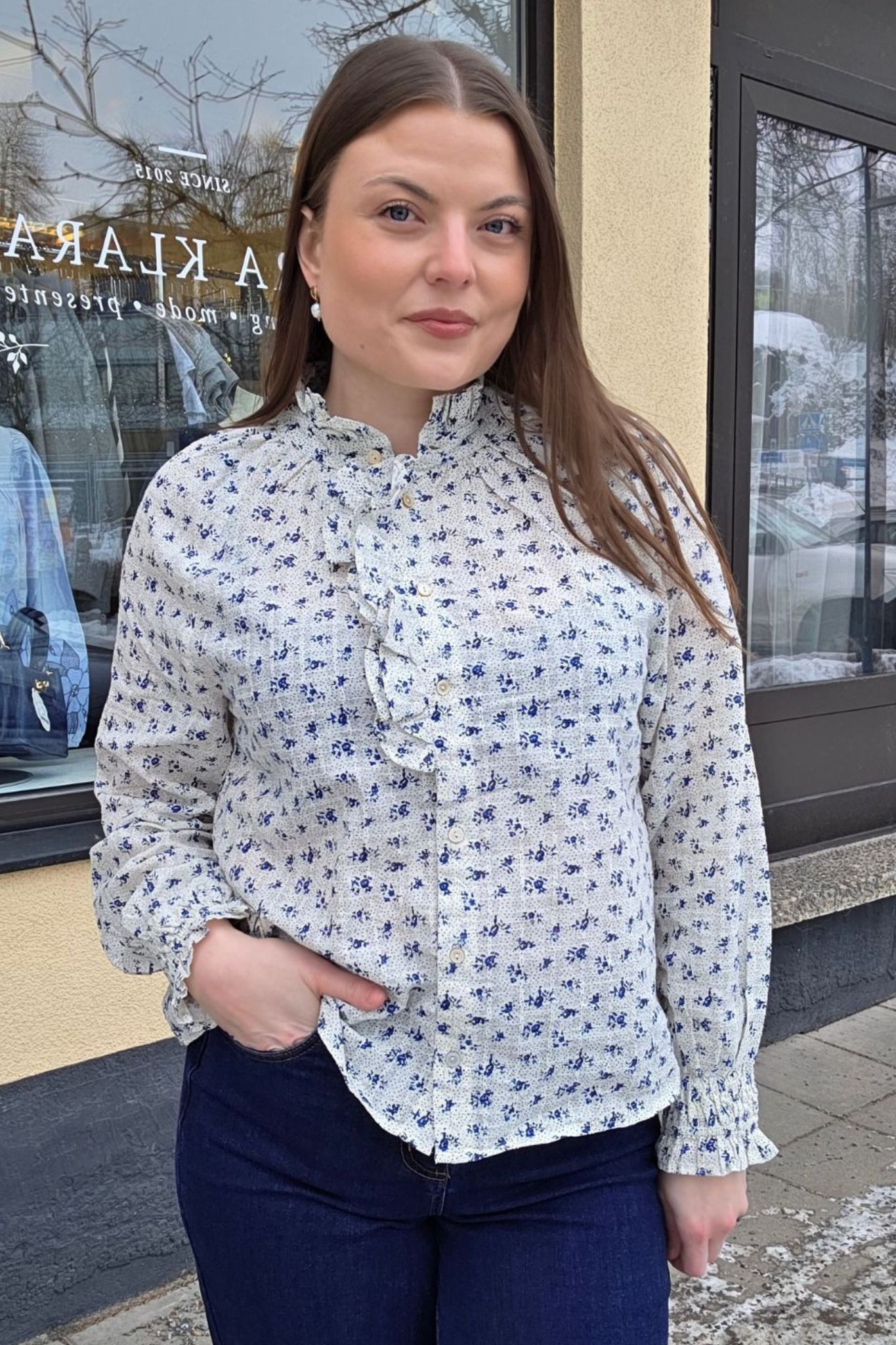 Omelia Blus - Turtledove Mini Floral