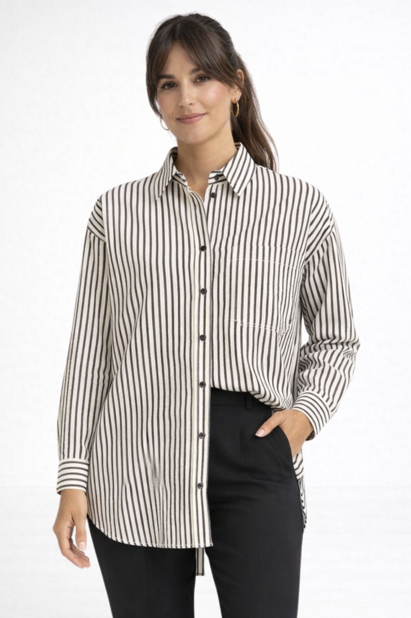 Estra Skjorta - Birch / Black Stripe