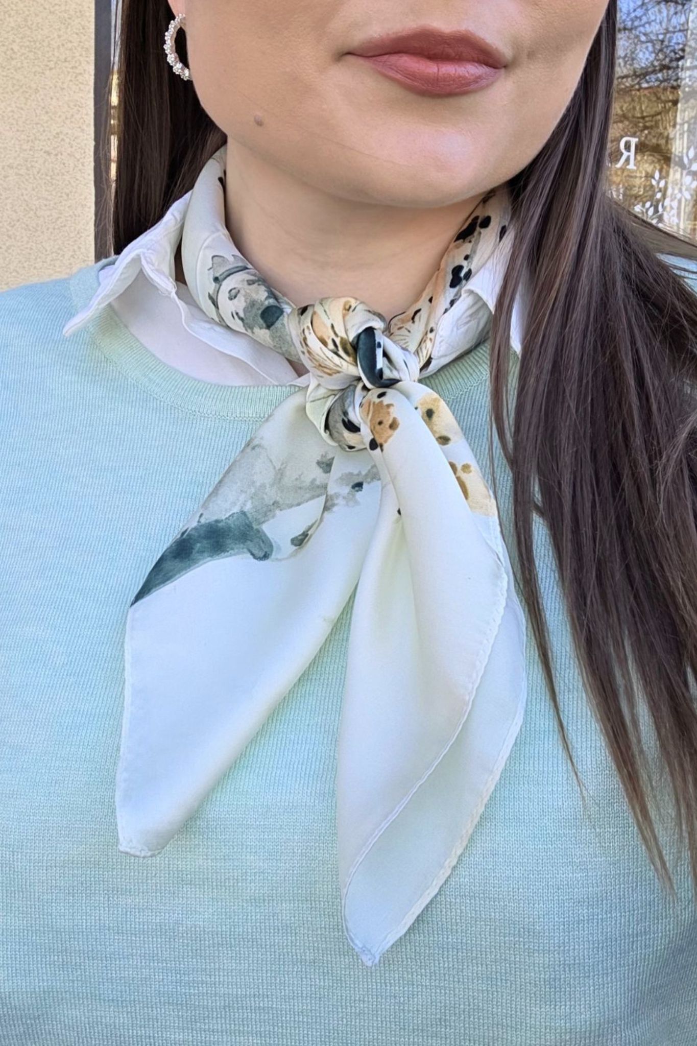 Scarf Fågelmönster - Ljusgrön - Bild 2