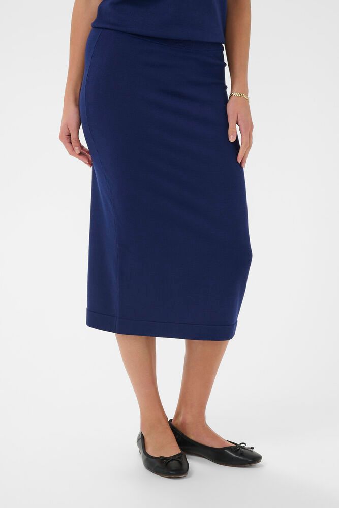 Mila Stickad Kjol - Navy Peony