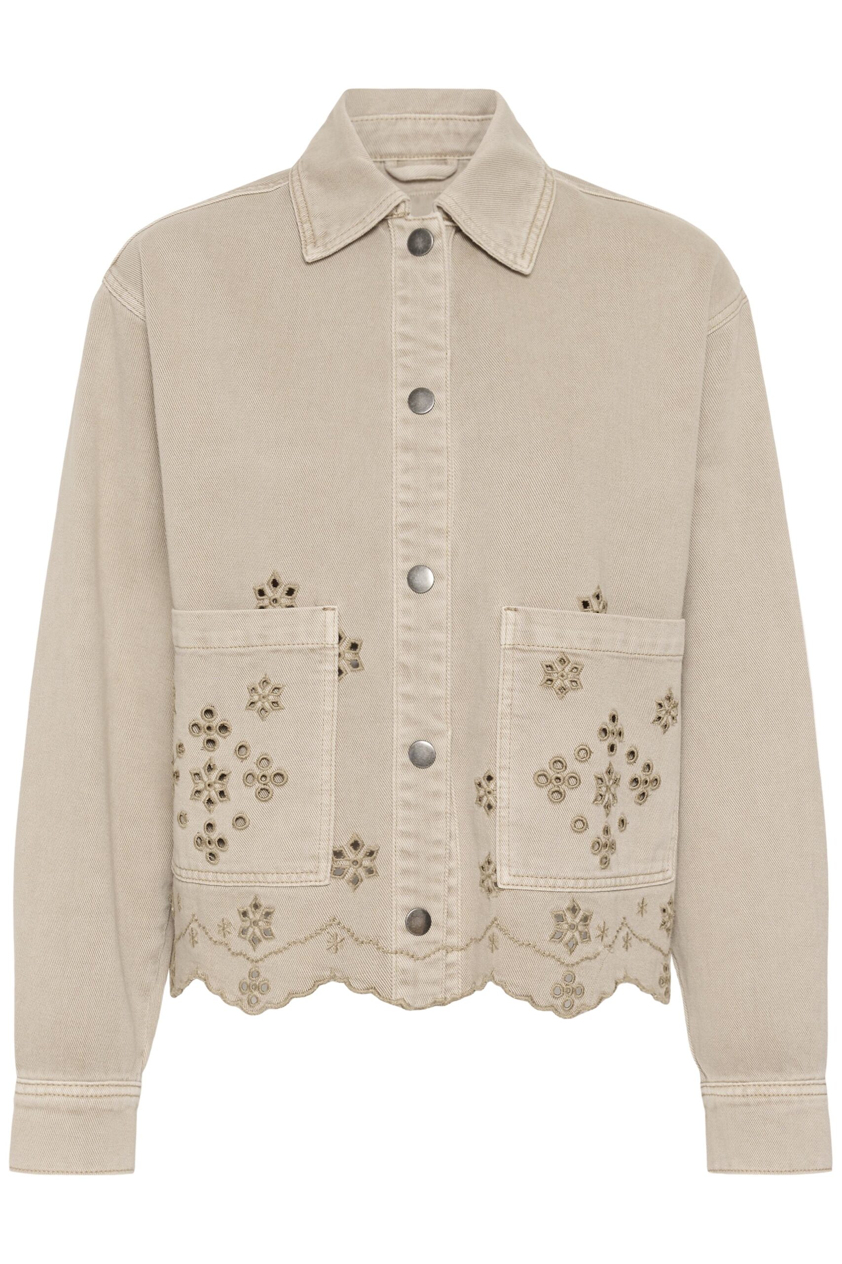 Mimi Broderie Anglaise Jeansjacka - Feather Gray - Bild 4