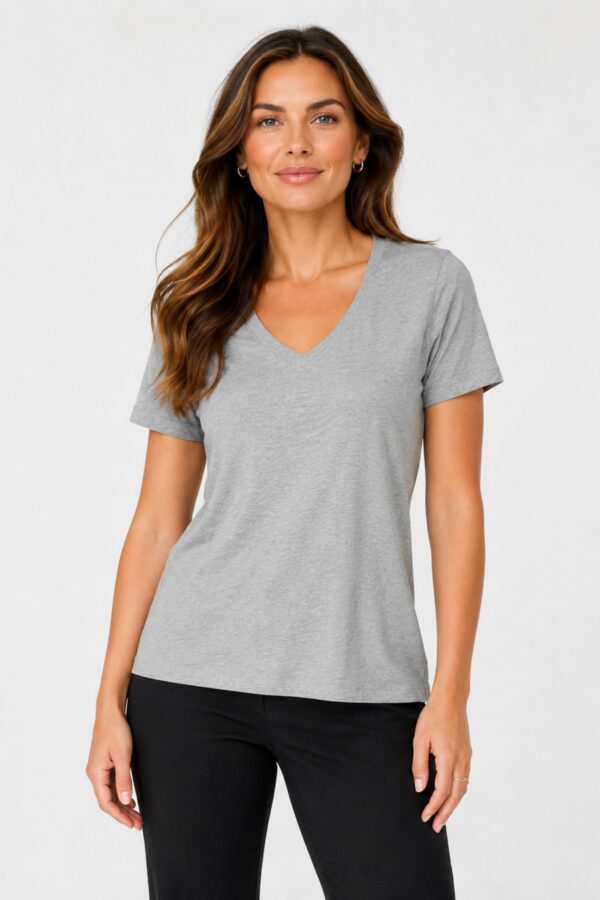 Palmer V-Neck T-shirt – Grey Melange