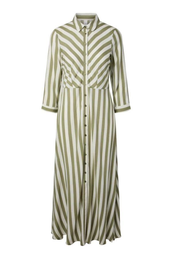 Savanna Maxiklänning – Star White Oil Green Stripe