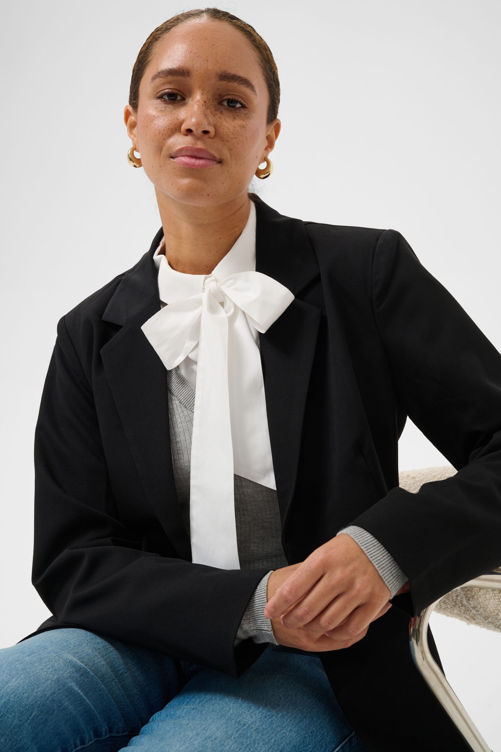 Bine Skjortkrage Bow Tie - Chalk