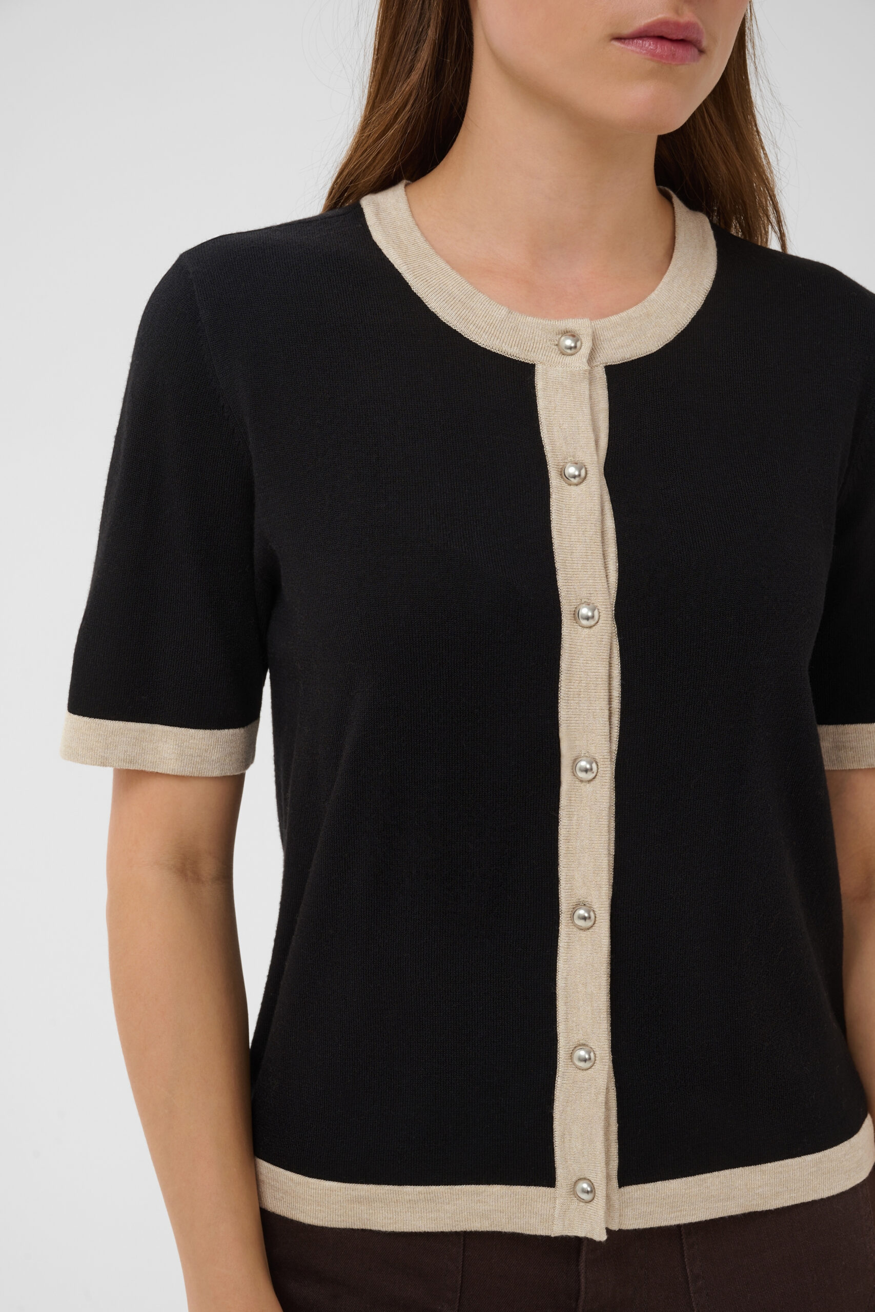 Lizza Contrast Cardigan - Black Deep - Bild 4