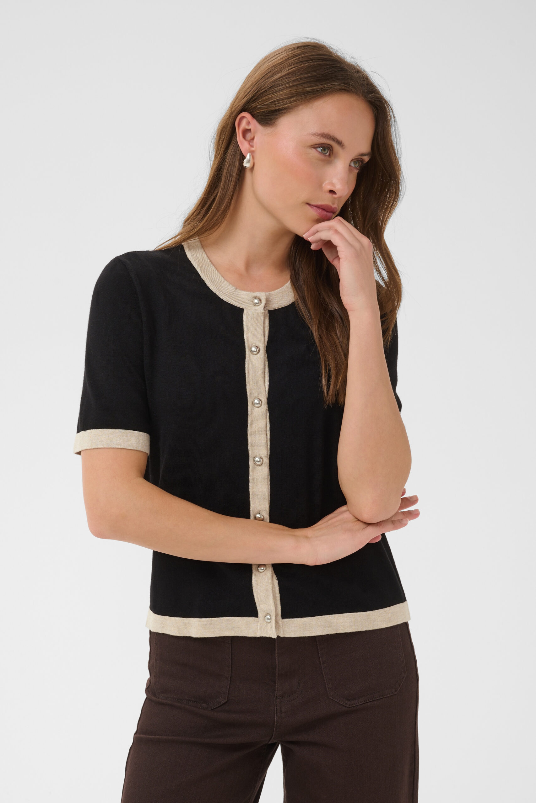 Lizza Contrast Cardigan - Black Deep - Bild 3