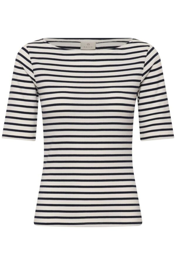 Liddy Boatneck Topp – Chalk/Midnight Marine Stripes