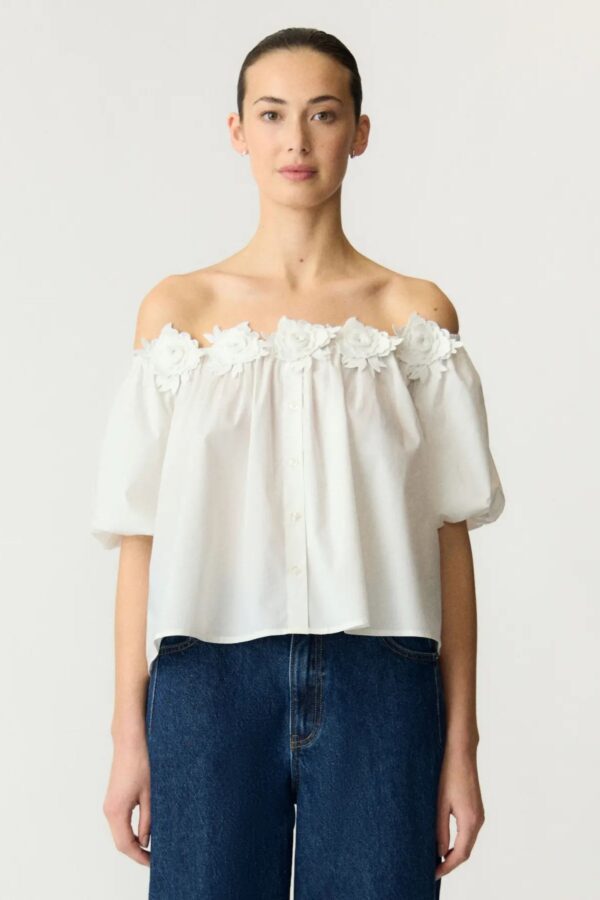 Manly Off Shoulder 2/4 Blus – Star White