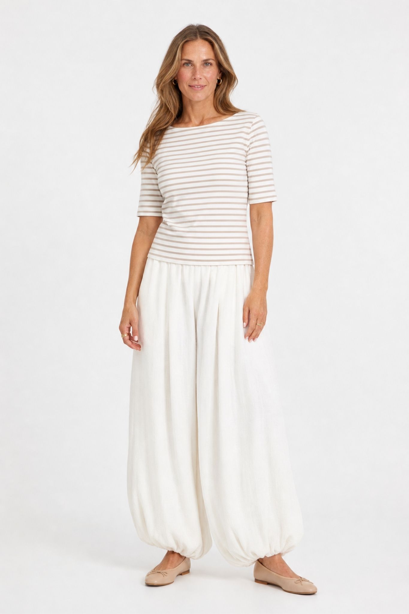 Liddy Boatneck Topp - Chalk/Feather Grey Stripes - Bild 2