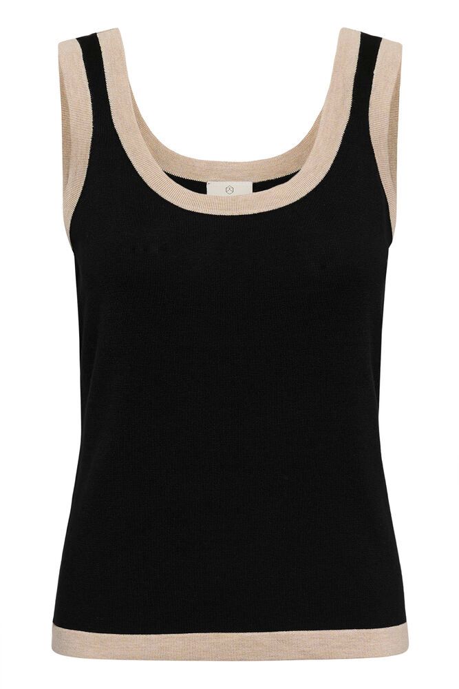 Lizza Contrast Stickad Topp - Black Deep - Bild 5