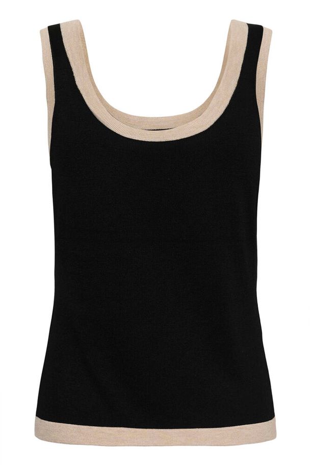 Lizza Contrast Stickad Topp - Black Deep - Bild 6