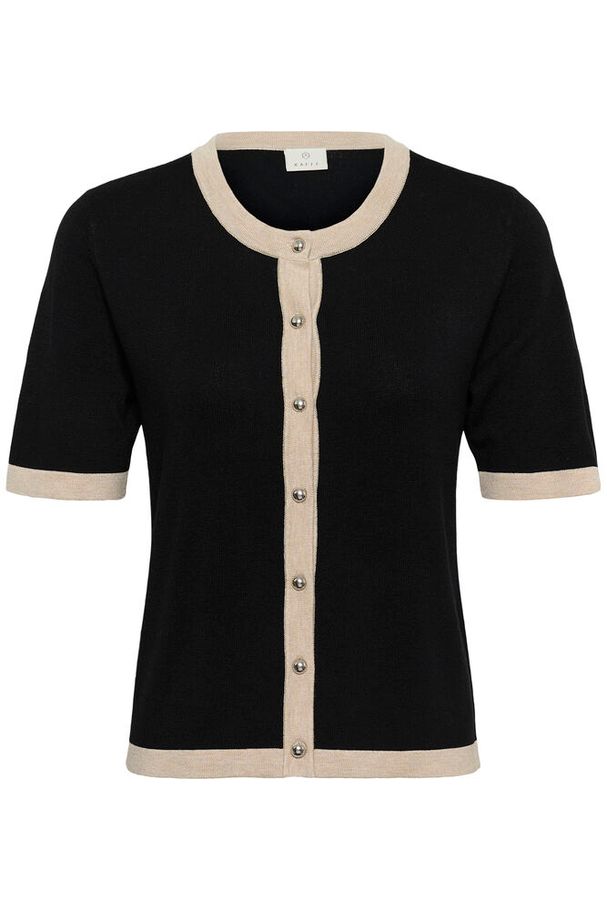 Lizza Contrast Cardigan - Black Deep