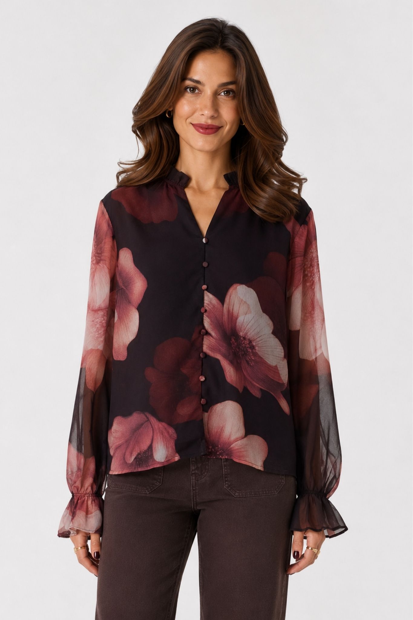 Flow Blus - Coffee Bean Flow Print