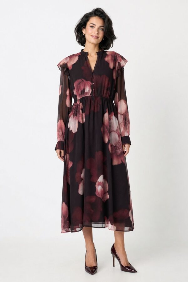 Flow LS Klänning – Coffee Bean Flow Print