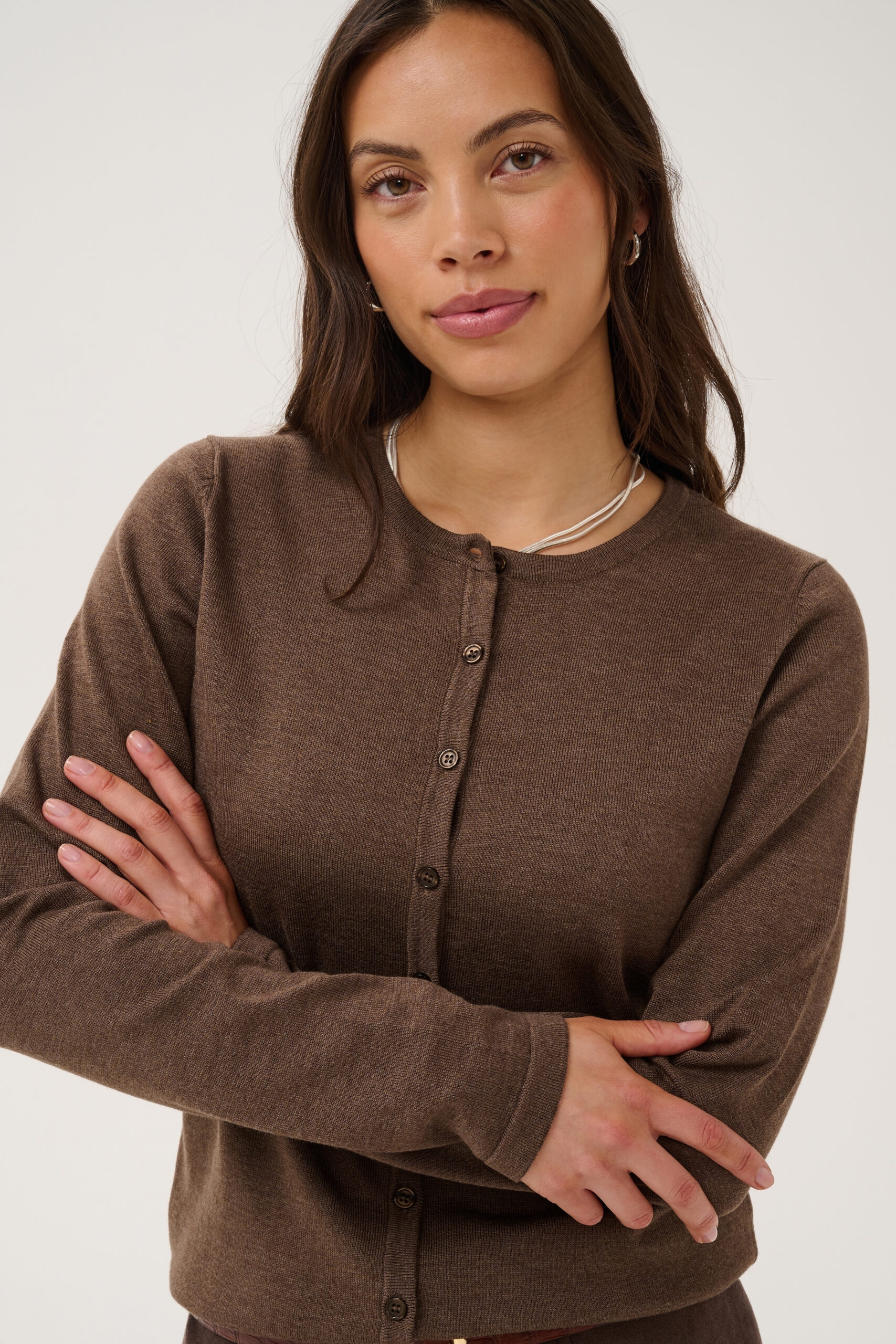 Mila R-Neck Cardigan - Fondue Fudge Melange - Bild 4