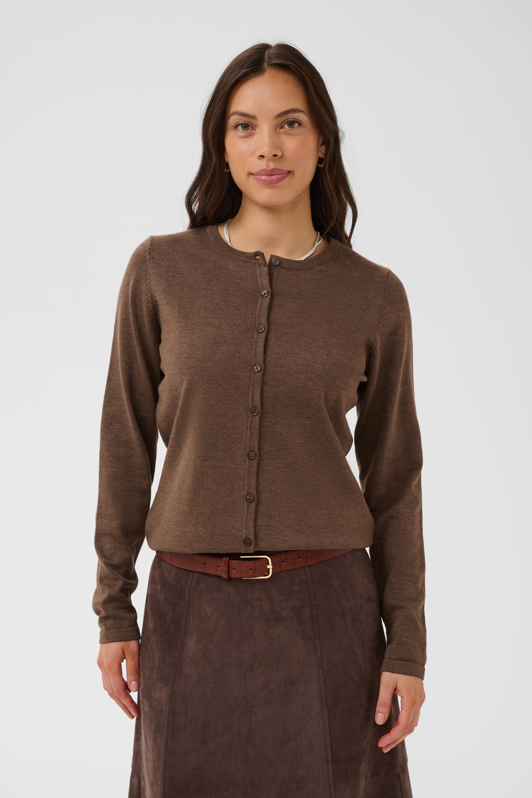 Mila R-Neck Cardigan - Fondue Fudge Melange - Bild 3