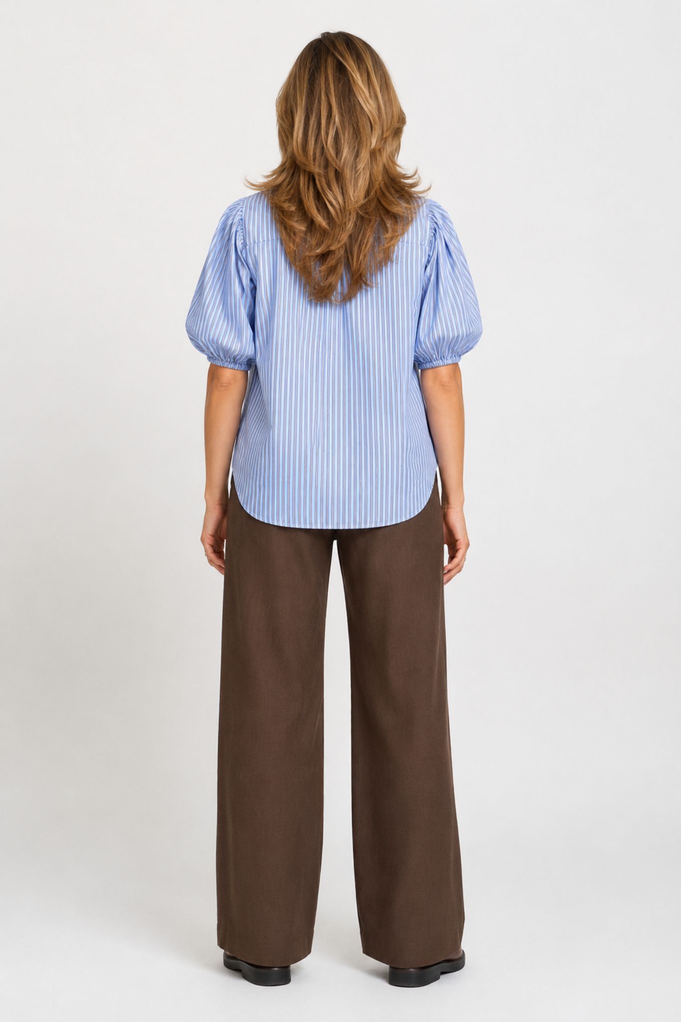 Ella SS Skjortblus - Blue Stripes - Bild 6