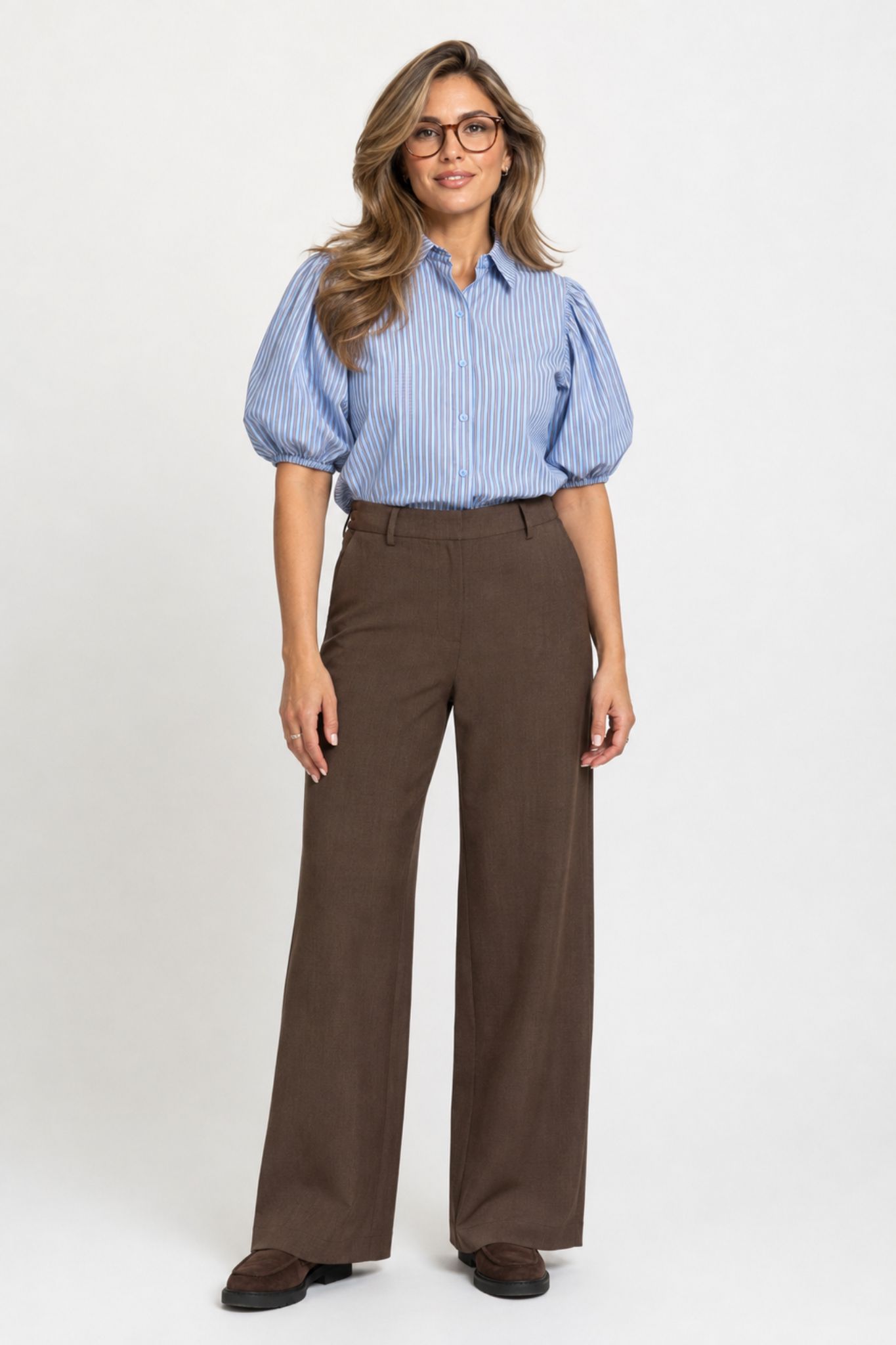 Ella SS Skjortblus - Blue Stripes - Bild 2