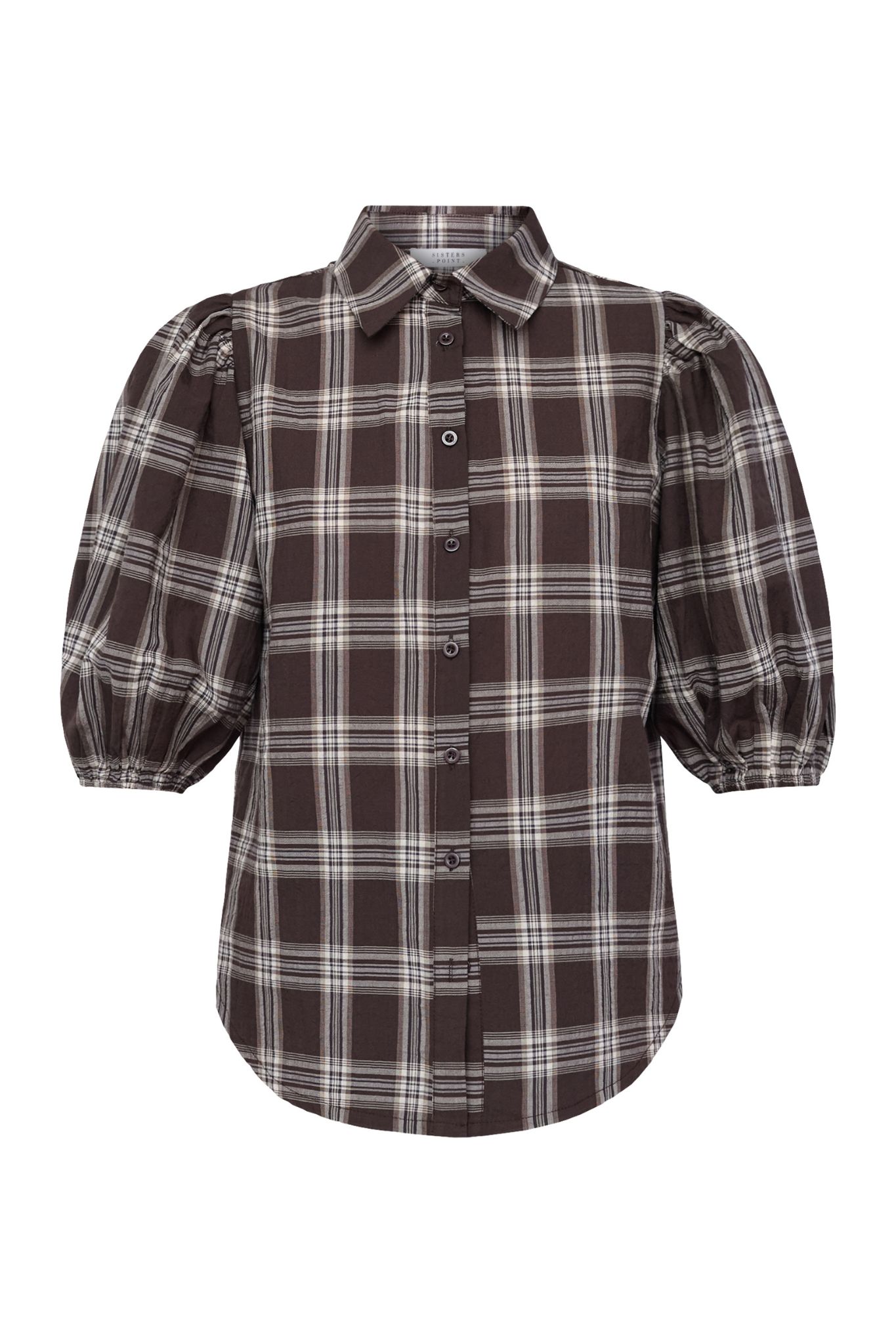 Ella SS Skjortblus - Brown Check - Bild 4