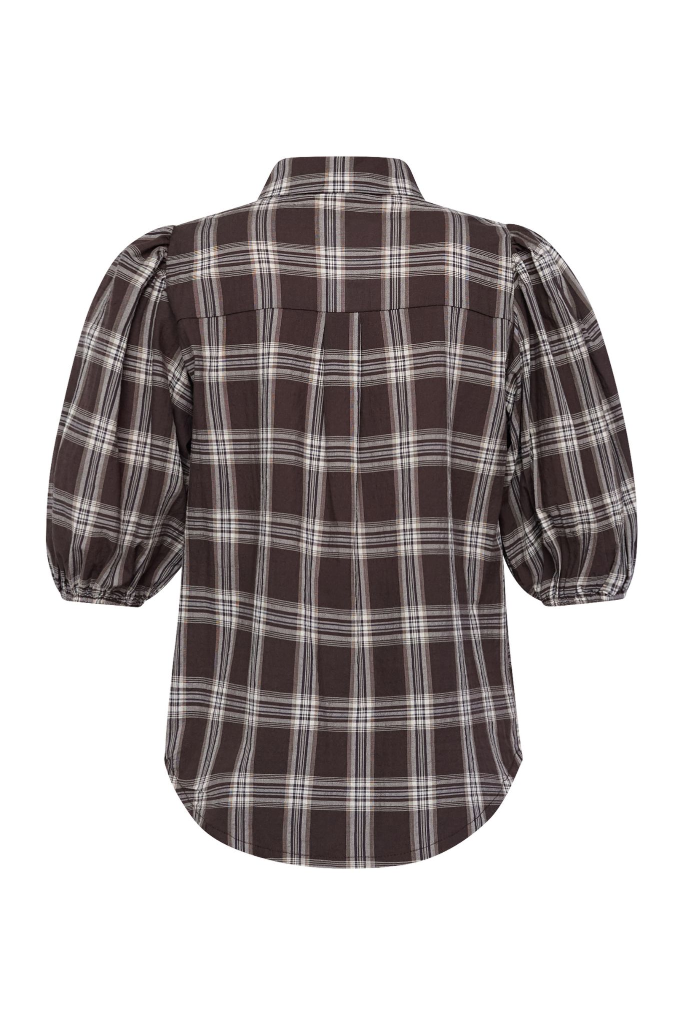 Ella SS Skjortblus - Brown Check - Bild 5