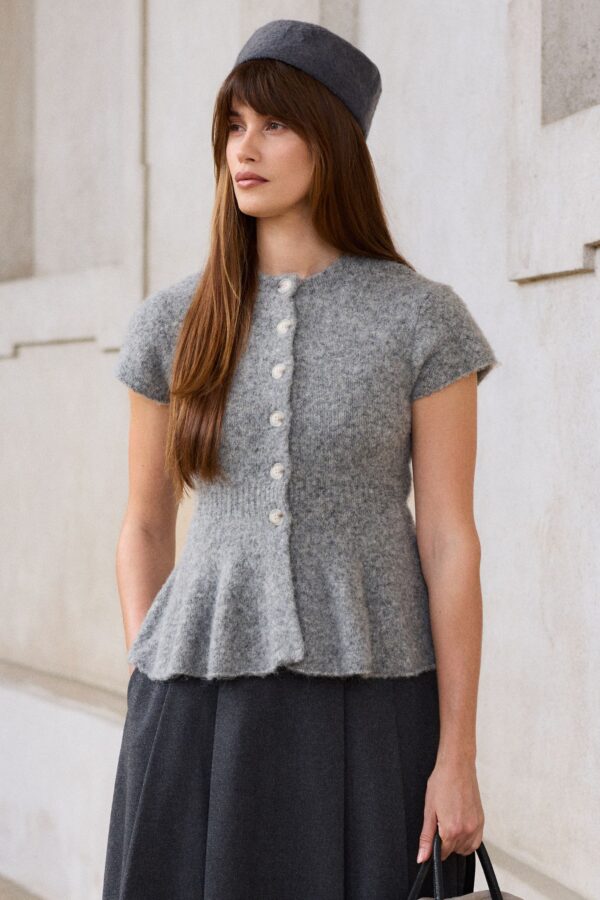 Enya SS Cardigan – Medium Grey Melange