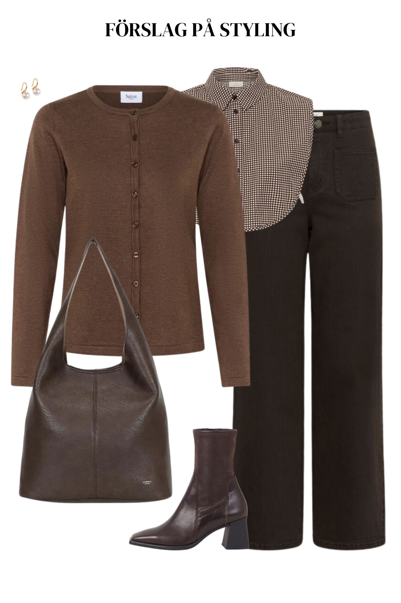 Bine Skjortkrage - Coffee Bean/Chalk Checks - Bild 5