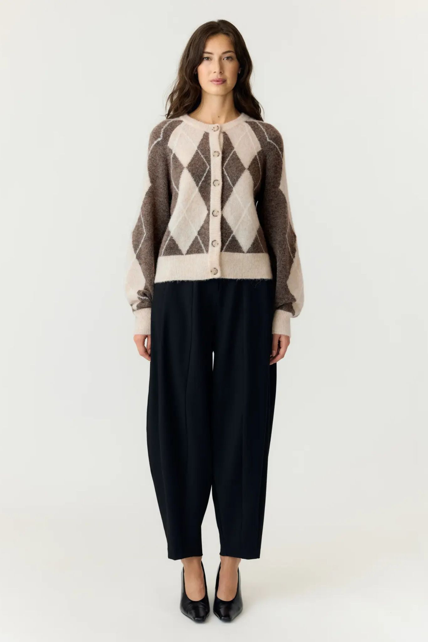 Johi Ull Cardigan - Oatmeal Taupe Gray/ Pristine Harlequin - Bild 2