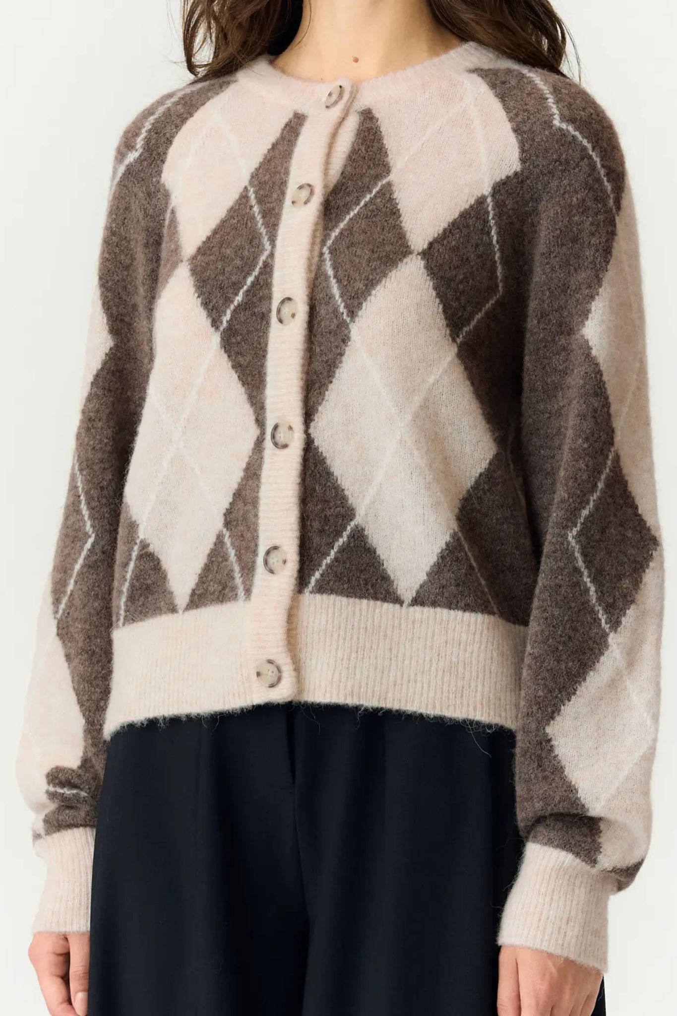 Johi Ull Cardigan - Oatmeal Taupe Gray/ Pristine Harlequin - Bild 3