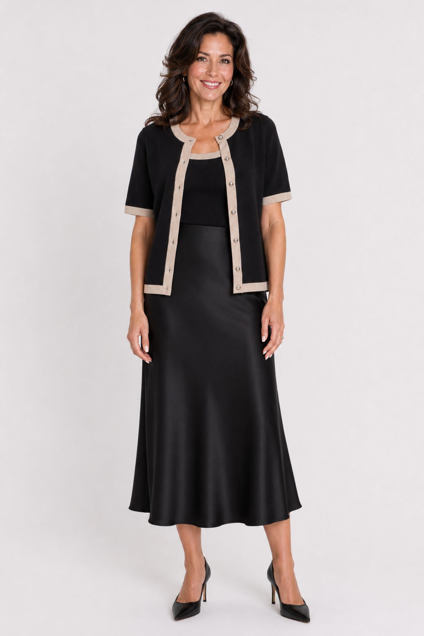 Lizza Contrast Cardigan - Black Deep - Bild 10