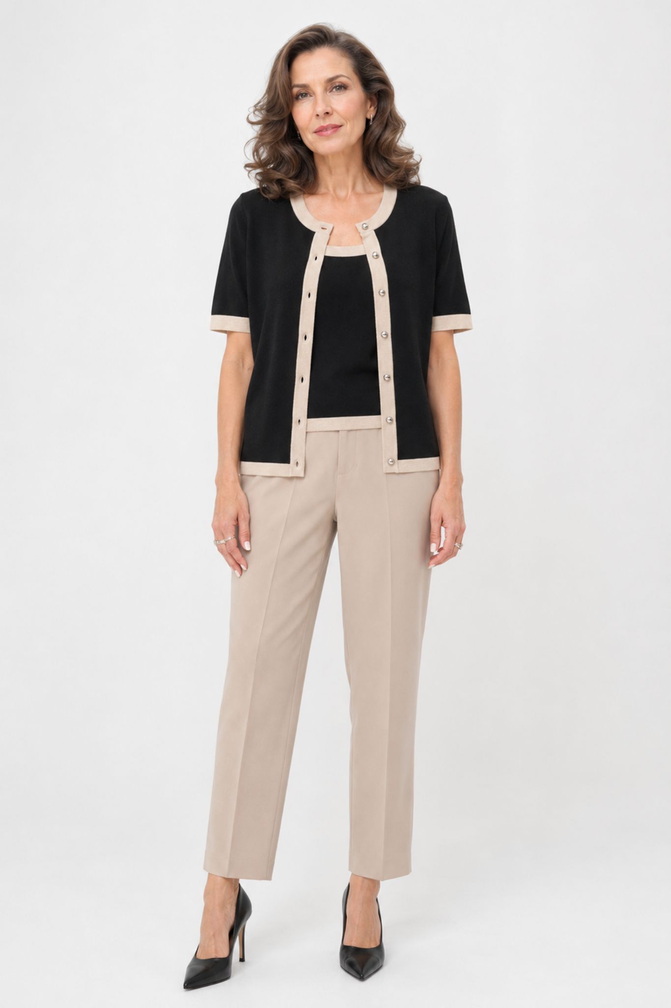 Lizza Contrast Cardigan - Black Deep - Bild 4