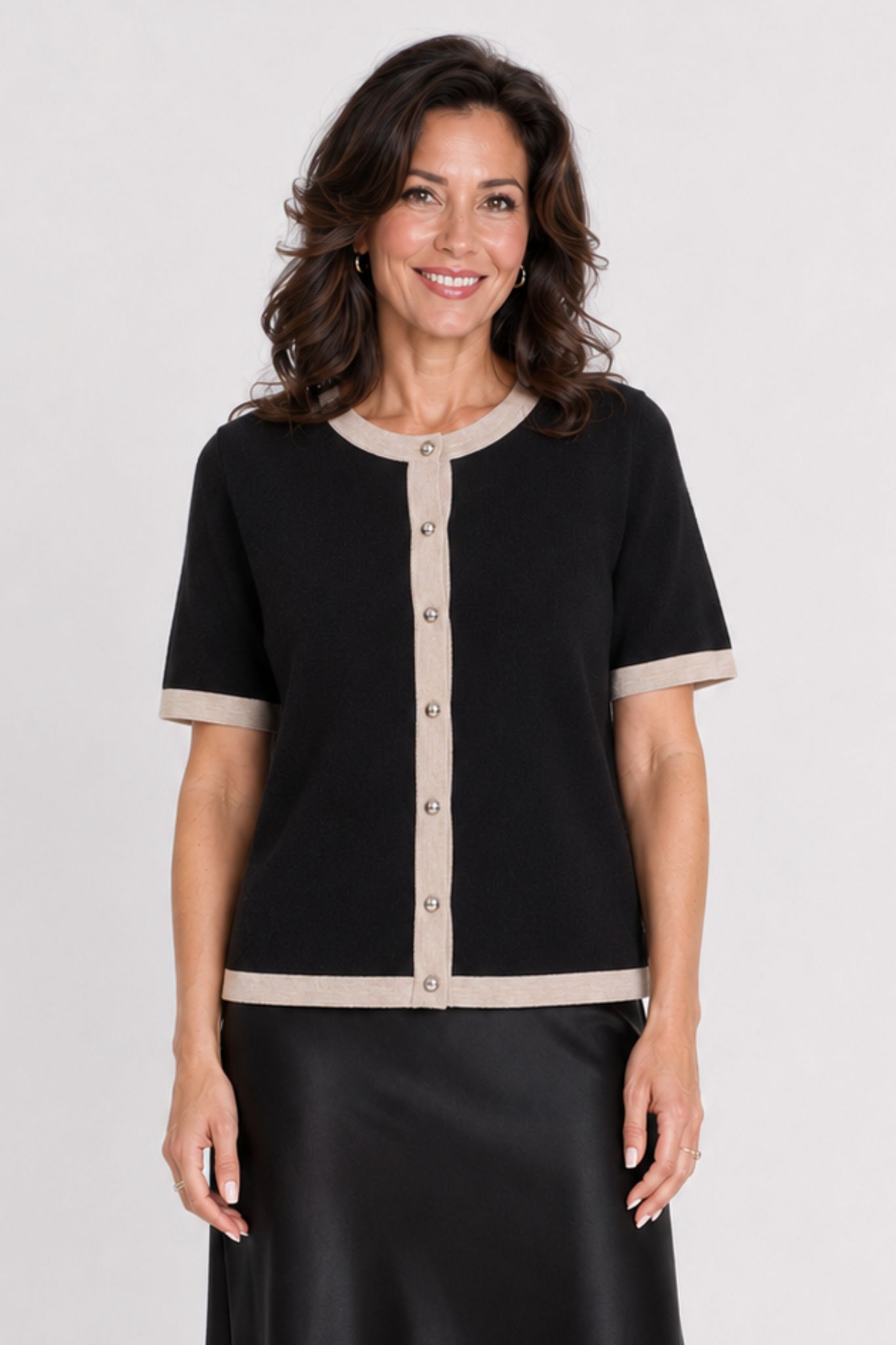 Lizza Contrast Cardigan - Black Deep - Bild 8