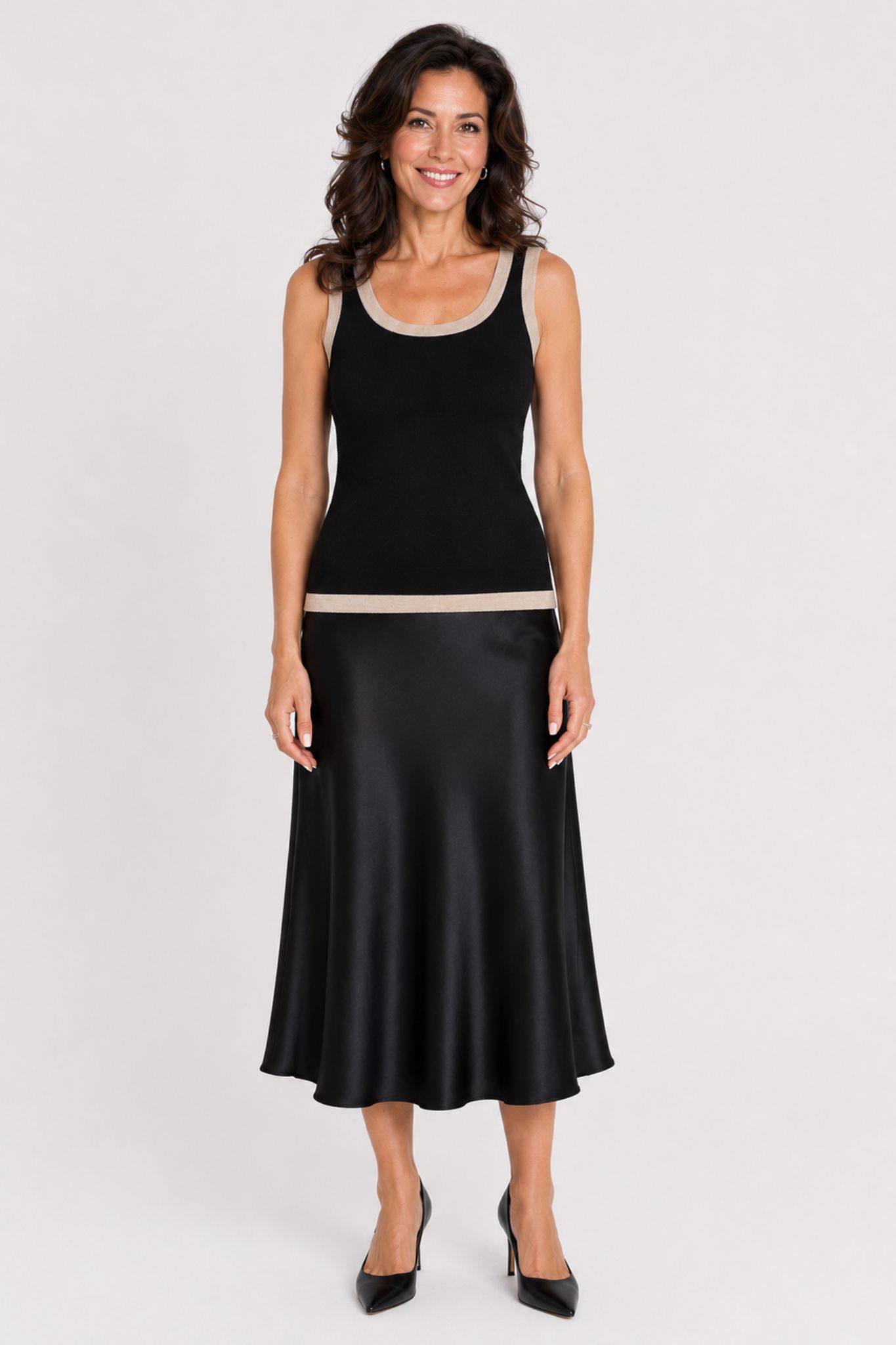 Lizza Contrast Stickad Topp - Black Deep - Bild 8