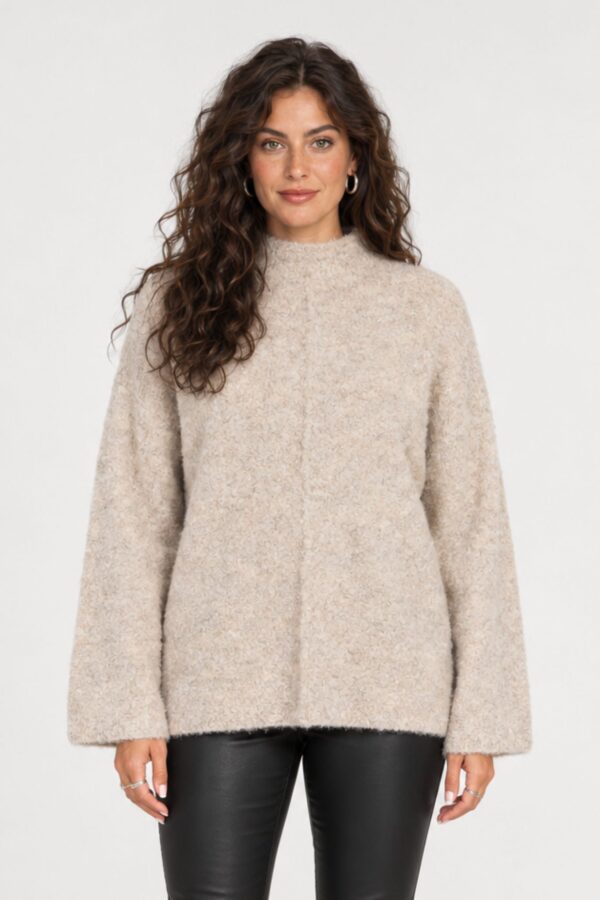 Plira H-Neck Stickad Tröja – Pristine Melange