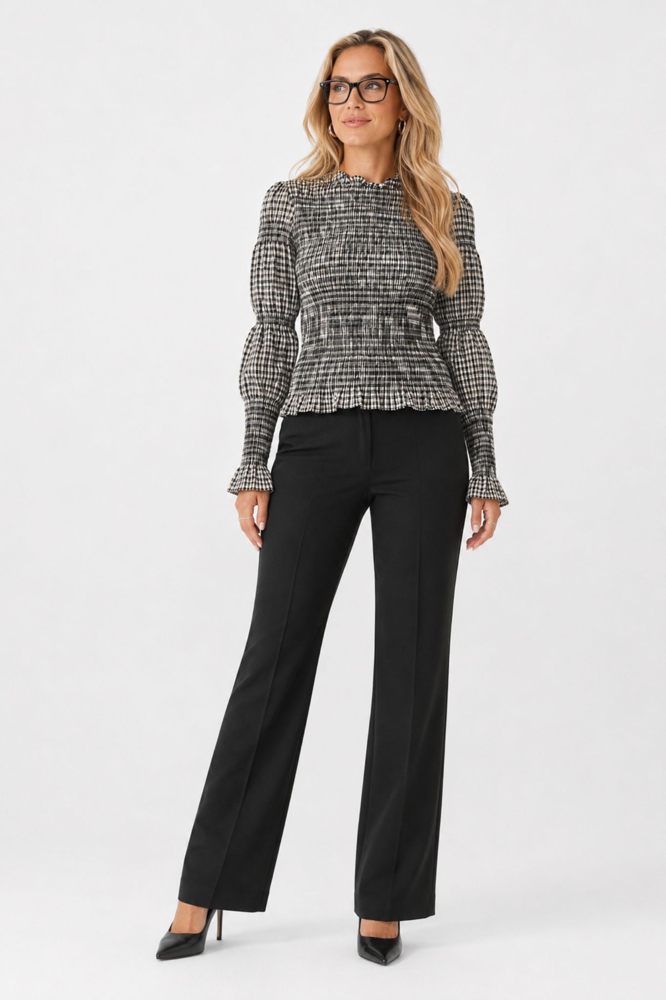 Schemma LS Smock Blus - Eggnog Checks - Bild 7