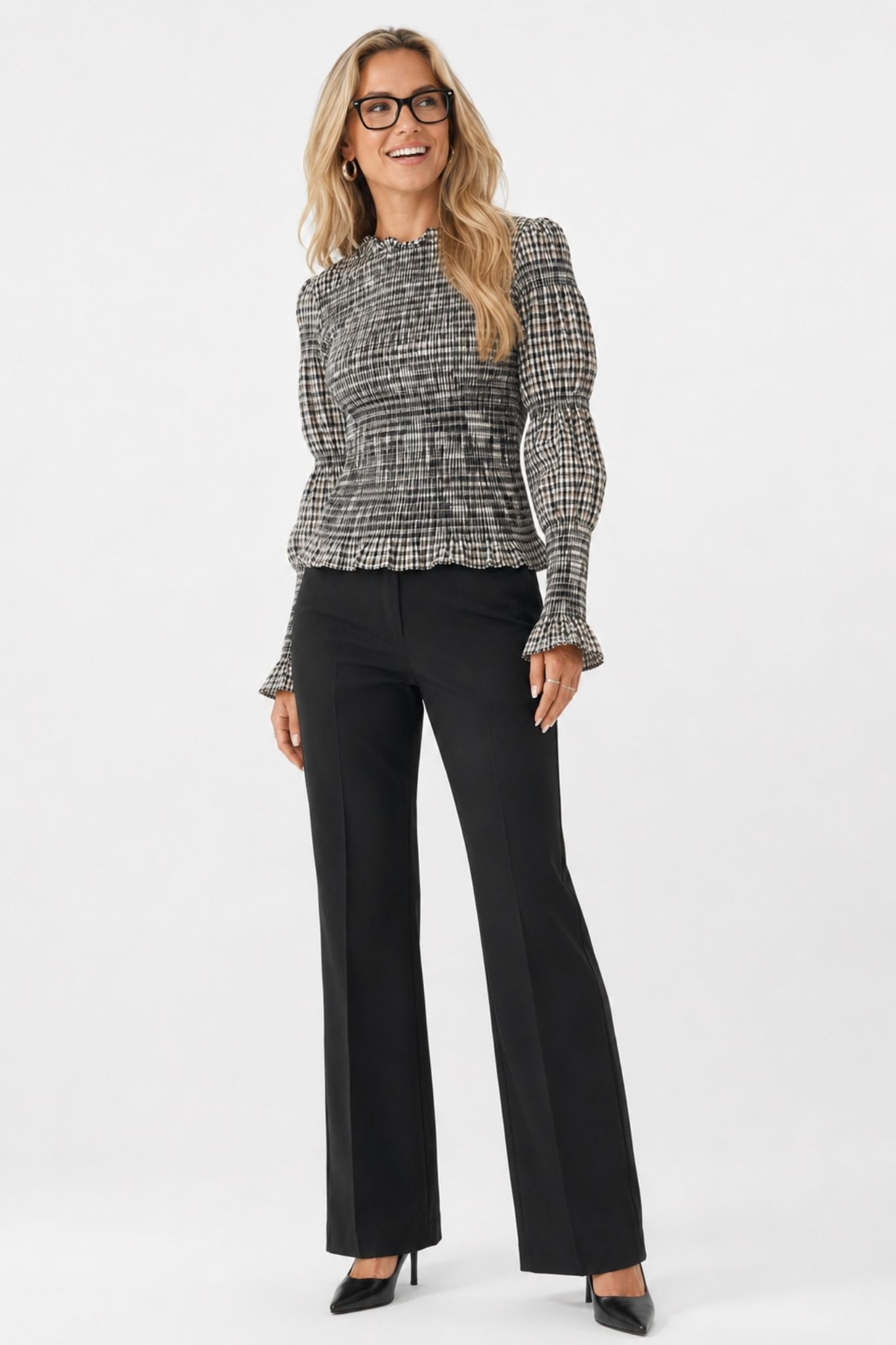 Schemma LS Smock Blus - Eggnog Checks - Bild 4
