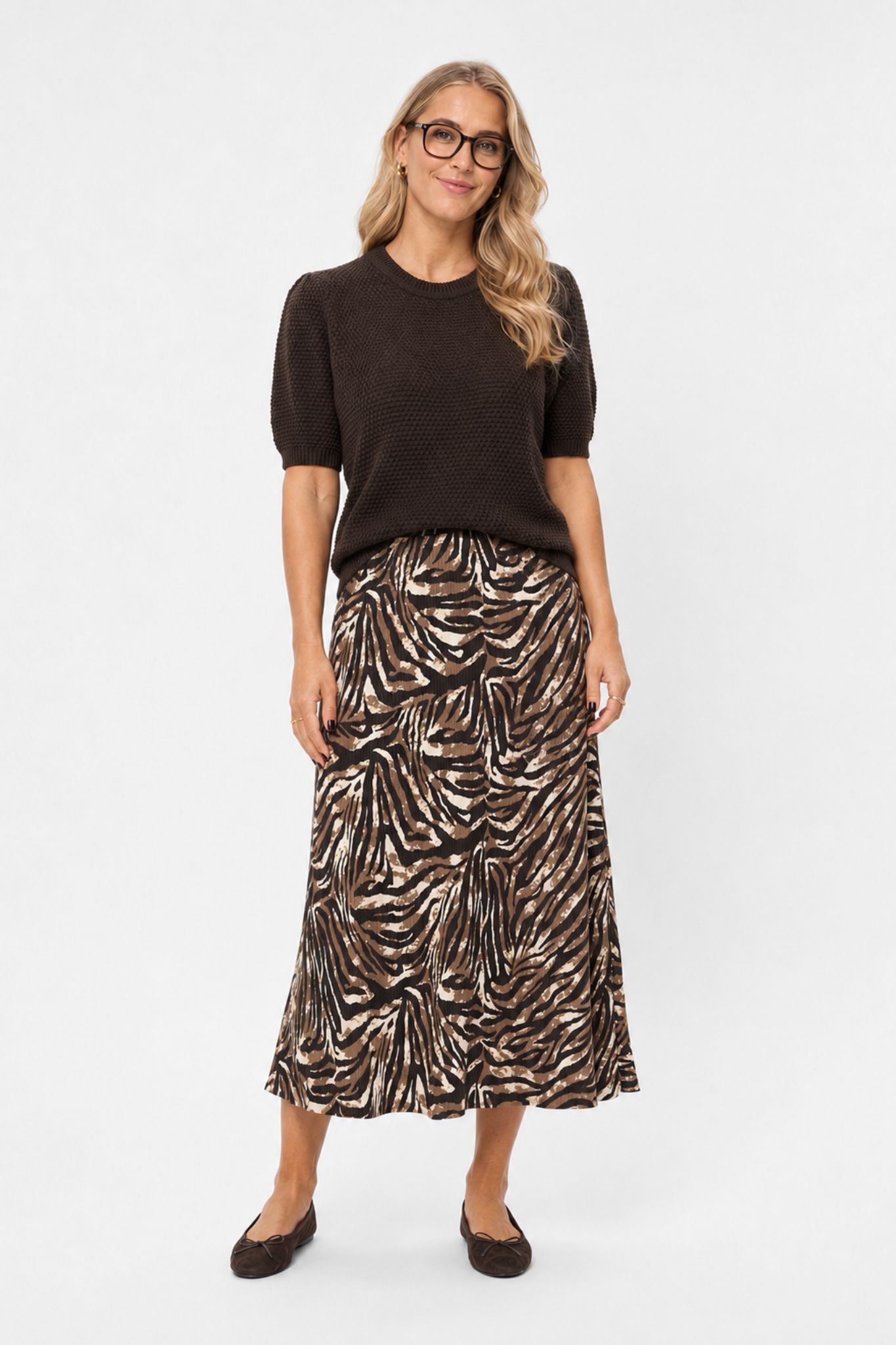 Vya Midikjol - Brown Zebra - Bild 10