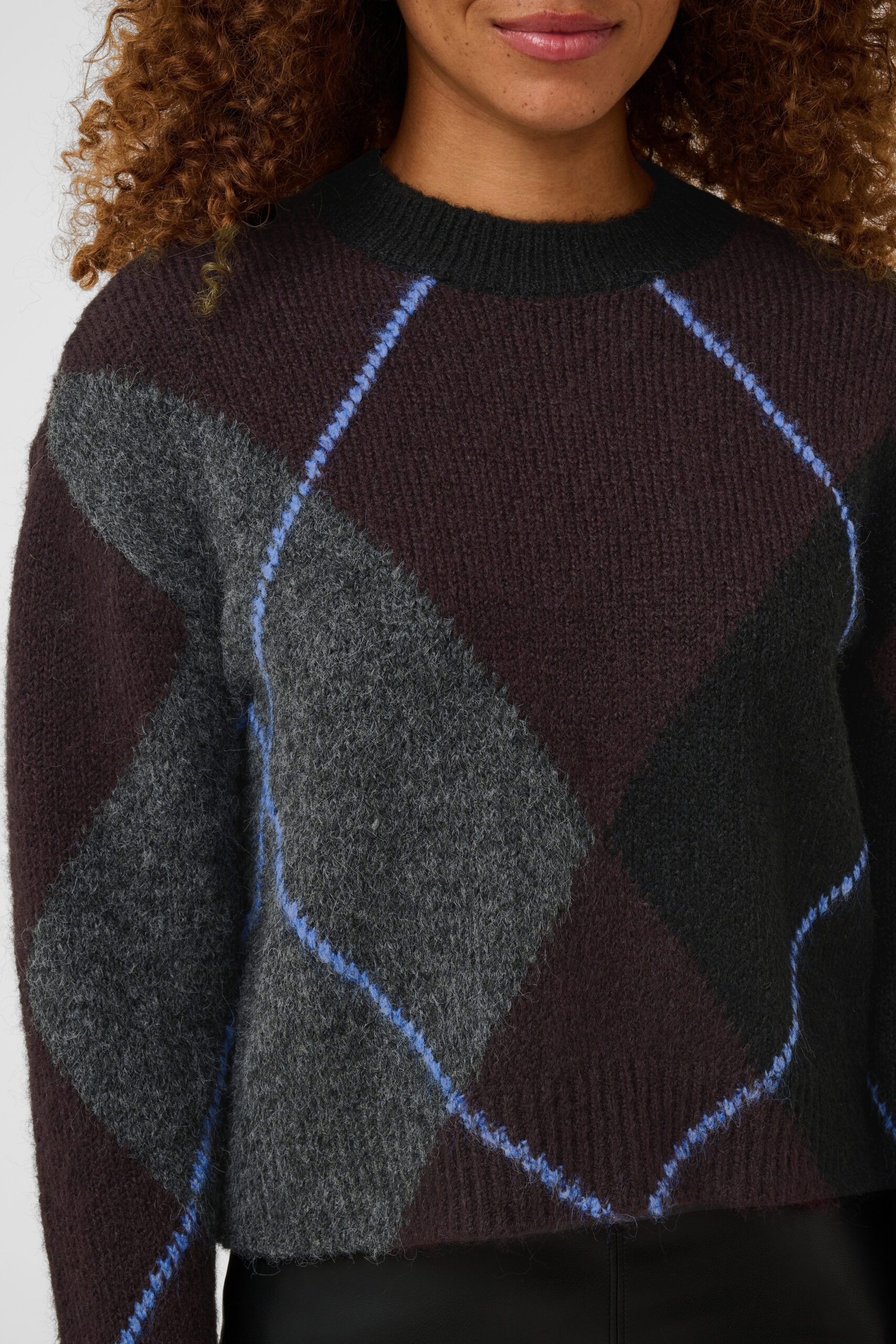 Grith Stickad Tröja - Dark Grey Melange/ Fudge - Bild 11