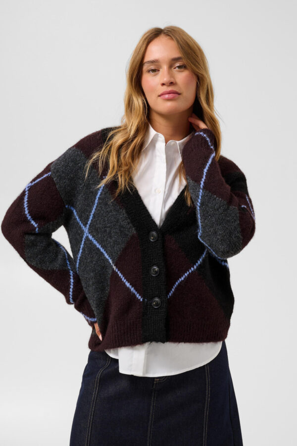 Grith Cardigan – Dark Grey Melange/ Fudge