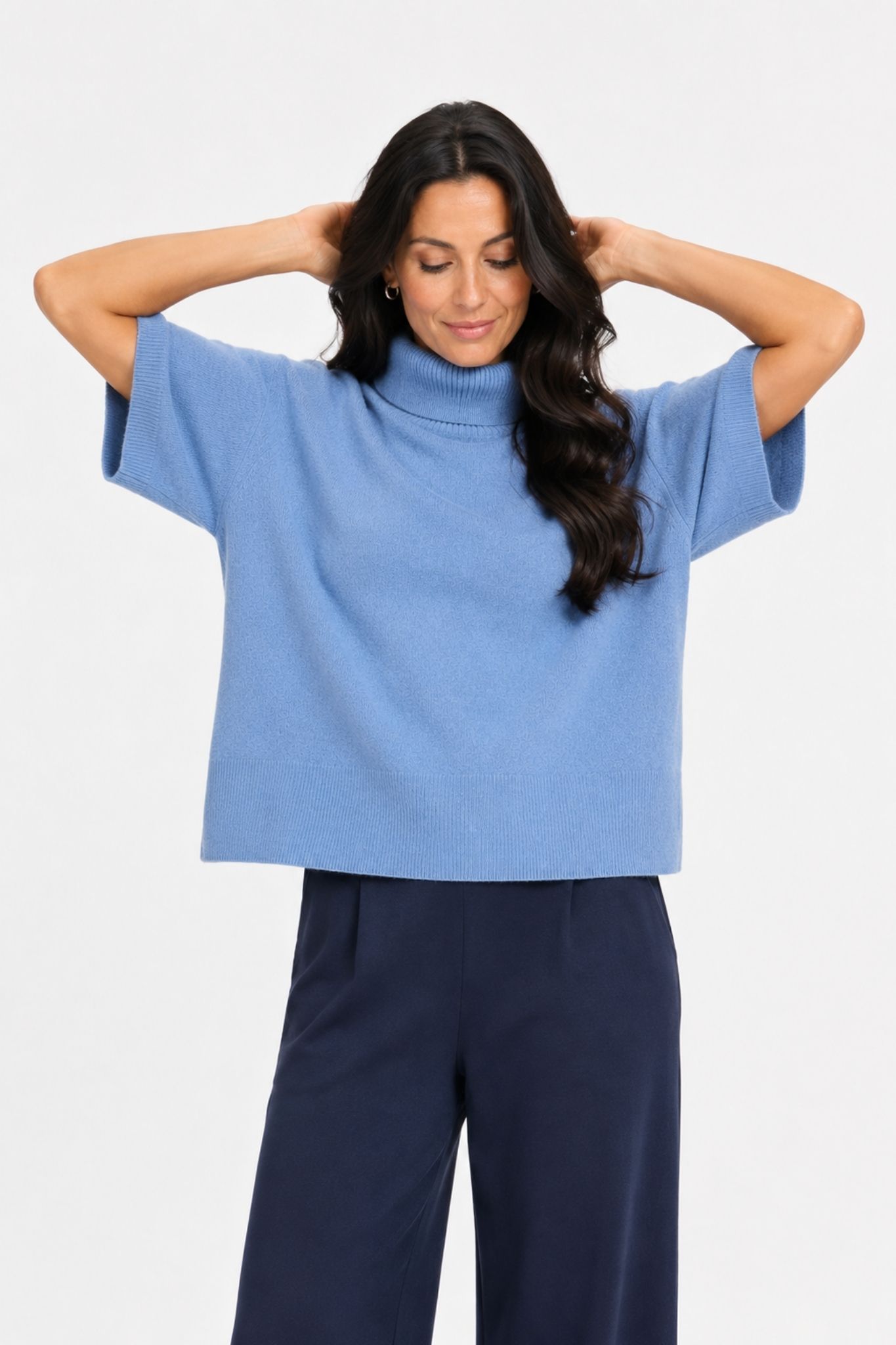 Emila 2/4 Stickad Polotröja - Windward Blue - Bild 6