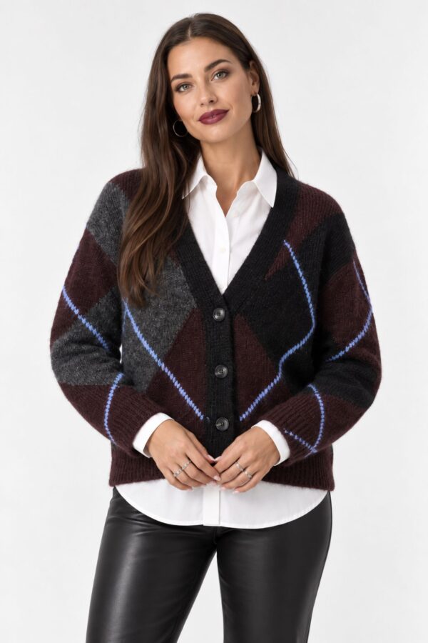 Grith Cardigan – Dark Grey Melange/ Fudge