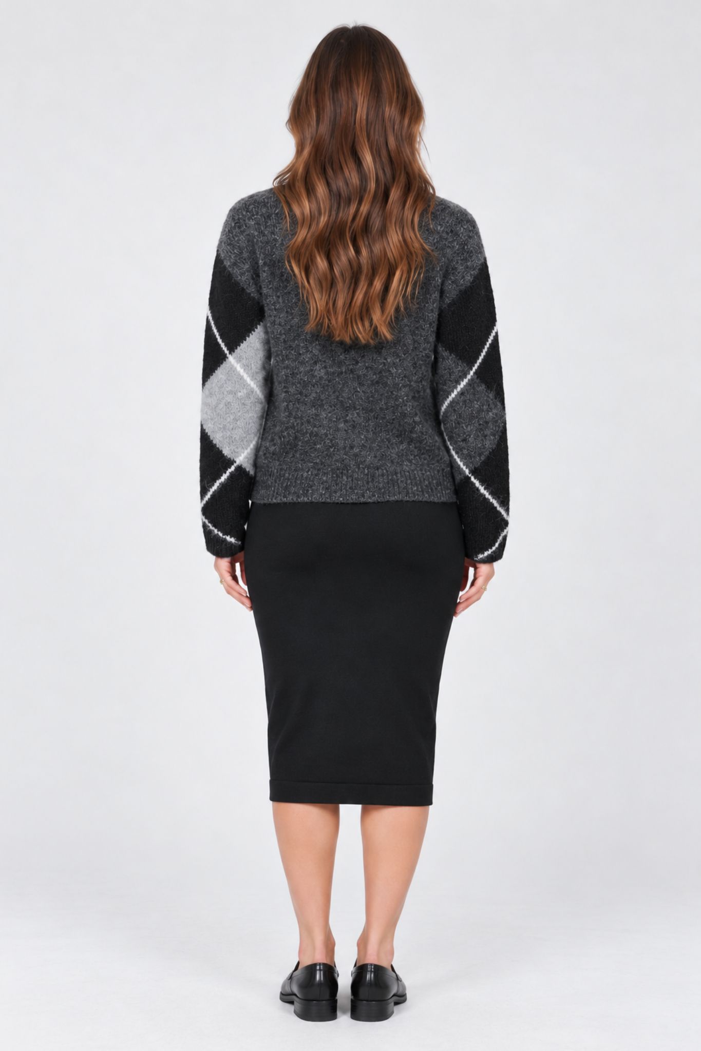 Grith Cardigan - Grey Melange/ Black Check - Bild 4
