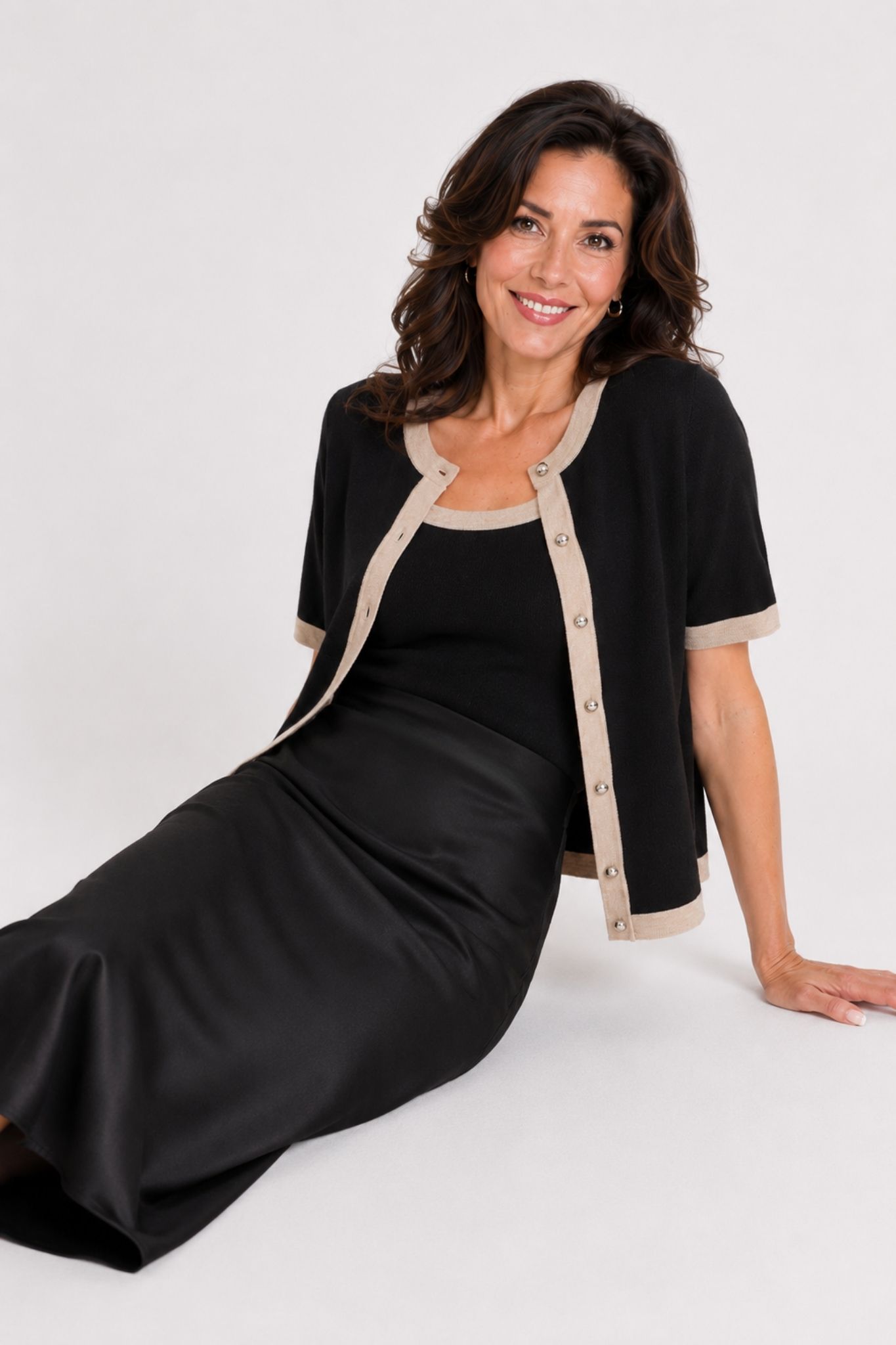 Lizza Contrast Cardigan - Black Deep - Bild 11