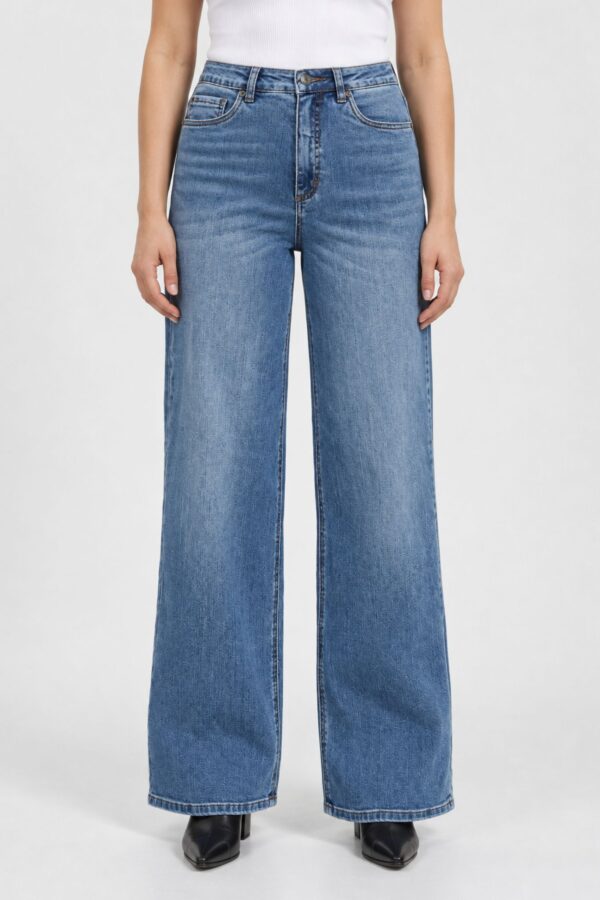 Meadow HW Wide Jeans – Medium Blue Denim