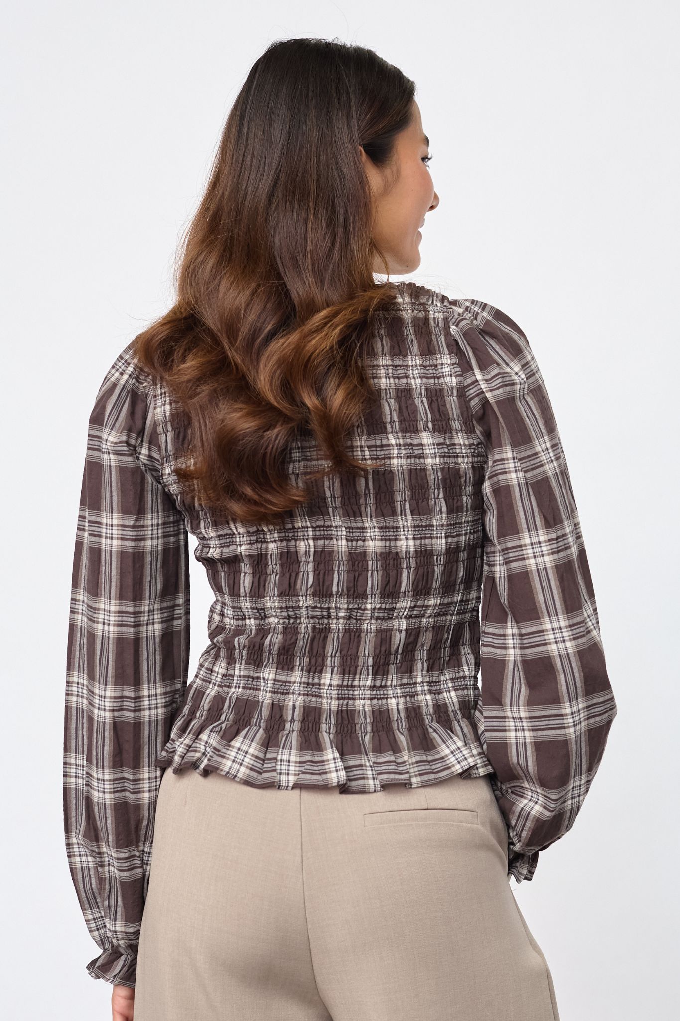 Nix LS Smock Blus - Brown Check - Bild 3