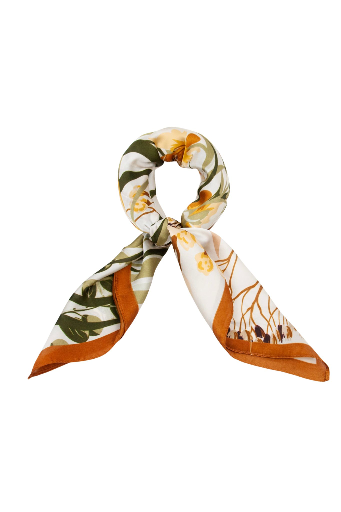 Scarf Höstblommor - Orange/Olivgrön