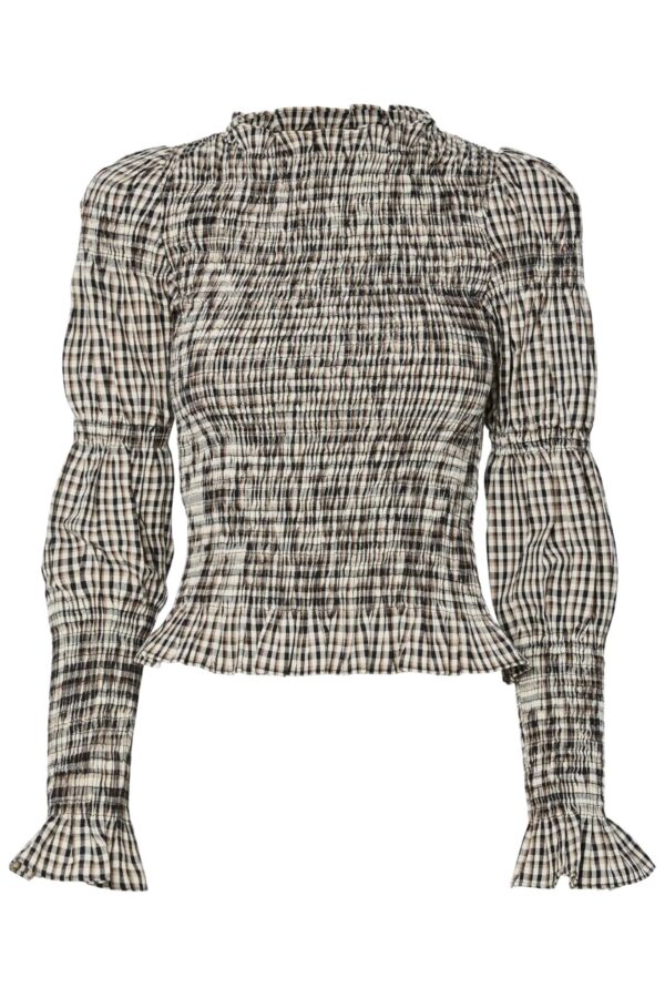 Schemma LS Smock Blus – Eggnog Checks