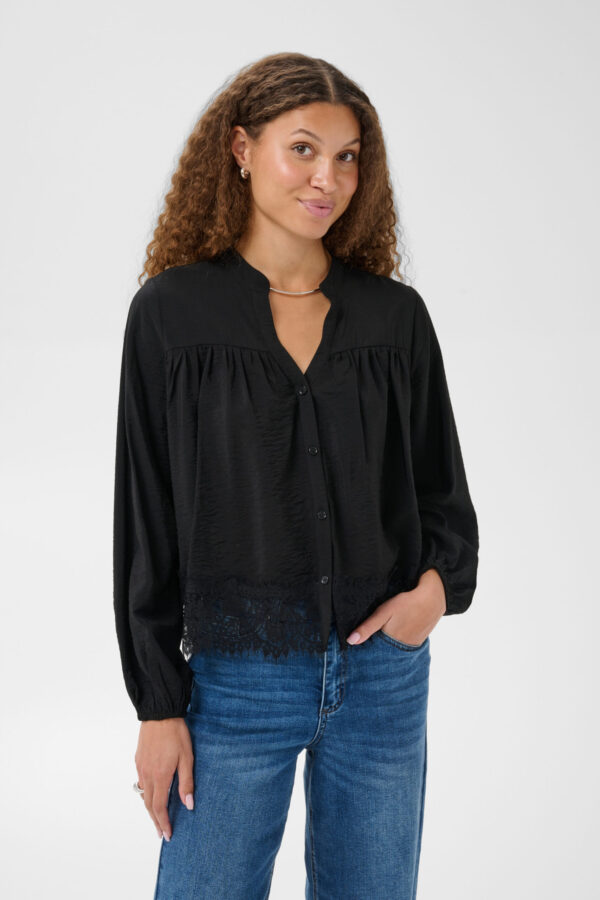 Fine Skjortblus – Black Deep